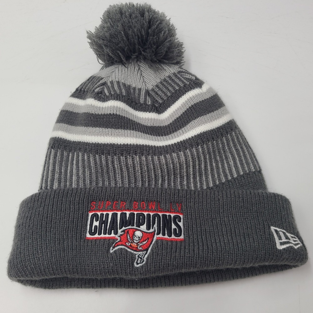 Tampa Bay Buccaneers Hat Beanie New Era Gray White NFL Super Bowl LV Champions